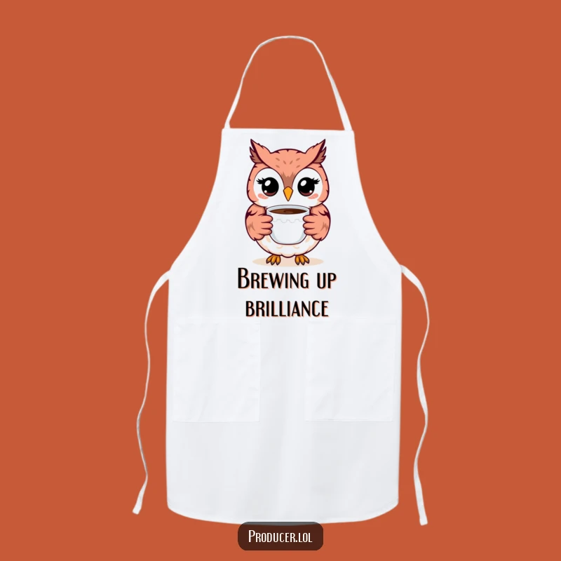 Funny Owl Apron: Happy Smiling Owl Chef Apron - Hilarious Kitchen Gift for Cooks!