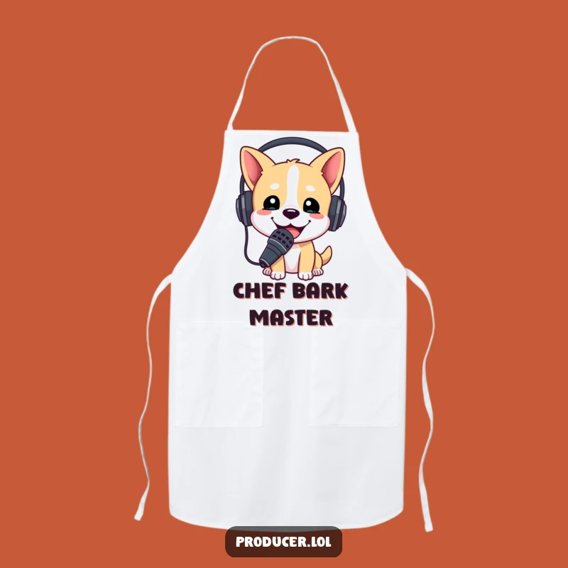 Funny Dog Chef Apron: Headset Mic Kitchen Fun, Perfect Gift