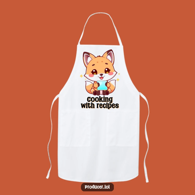 Funny Fox Tech Apron: Playful Fox Screen Apron - Hilarious Kitchen Gadget Gift!
