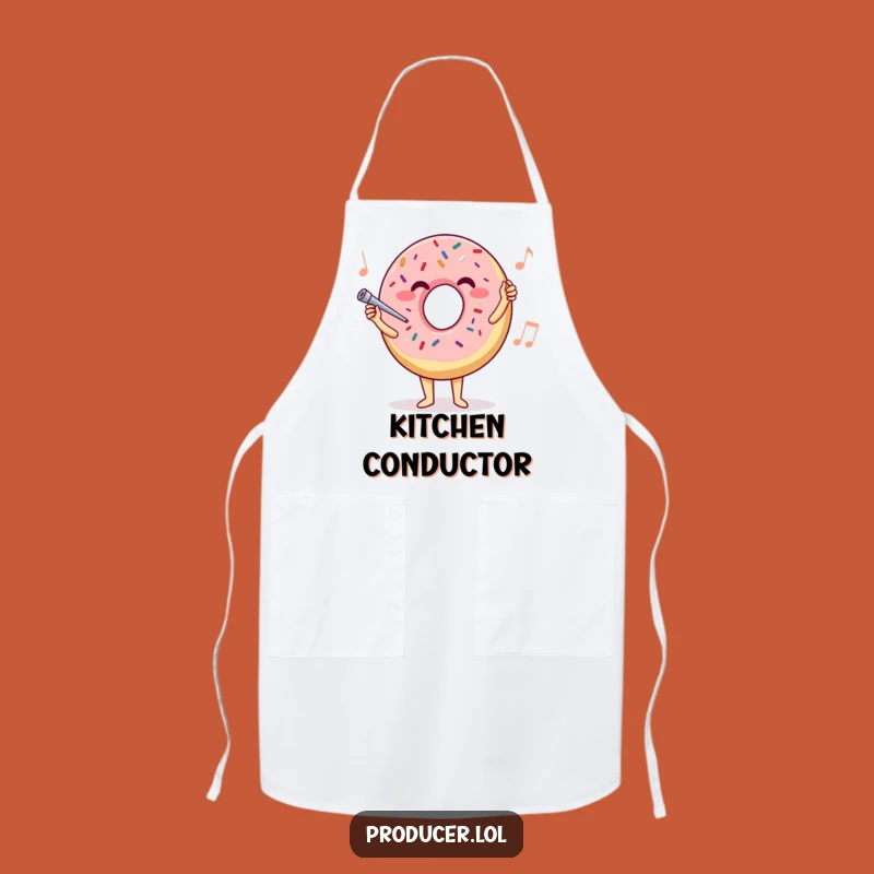 Funny Donut Conductor Apron: Maestro's Sweet Kitchen Attire