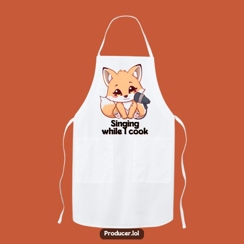 Funny Fox Singer Apron: Hilarious Microphone Cooking Accessory for Performers