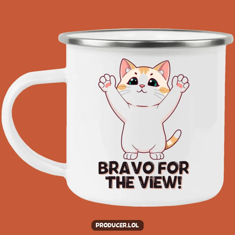 Funny Cat Ovation Camping Mug: Enjoy Your Drink with This Hilarious Outdoor Companion!