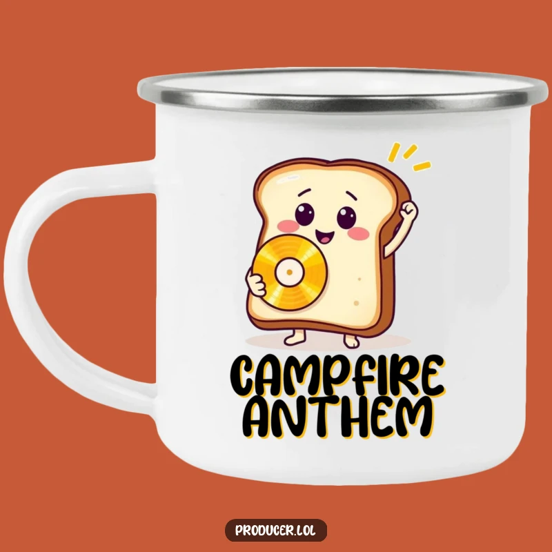Funny Toast Record Camping Mug: Breakfast Beats for Outdoor Adventures