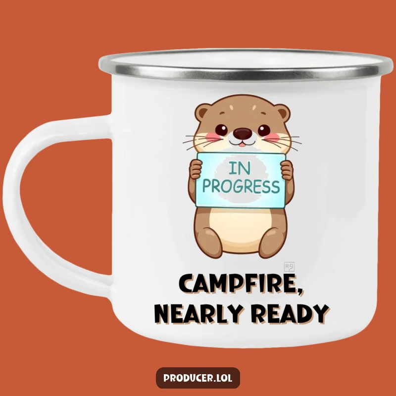 Funny Otter Camping Mug - 'In Progress' Sign Sipper, Outdoor Buddy