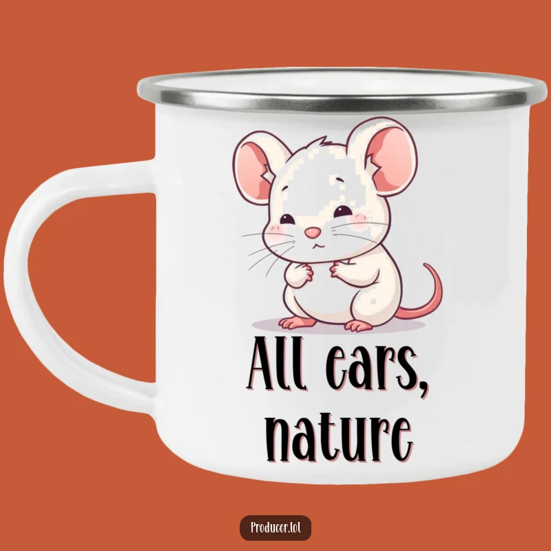 Funny Mouse Listening Camping Mug: Attentive Explorer's Gift