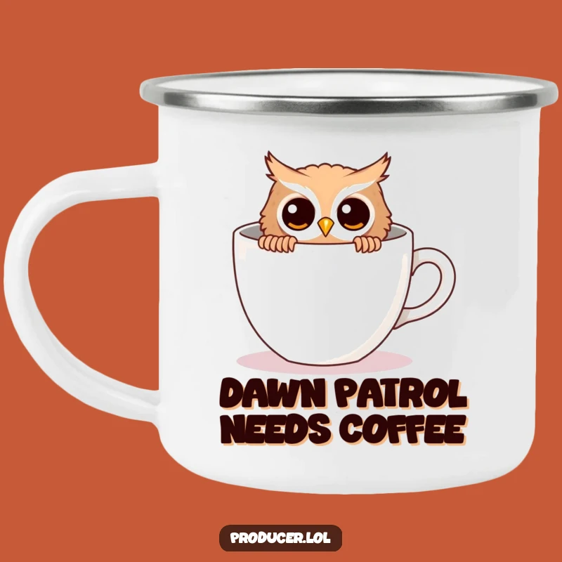 Funny Owl Camping Mug - Curious Peek, Coffee Cup Container