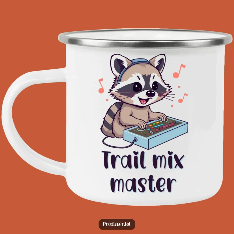 Funny Raccoon DJ Camping Mug: Durable & Hilarious Outdoor Music Producer Mug
