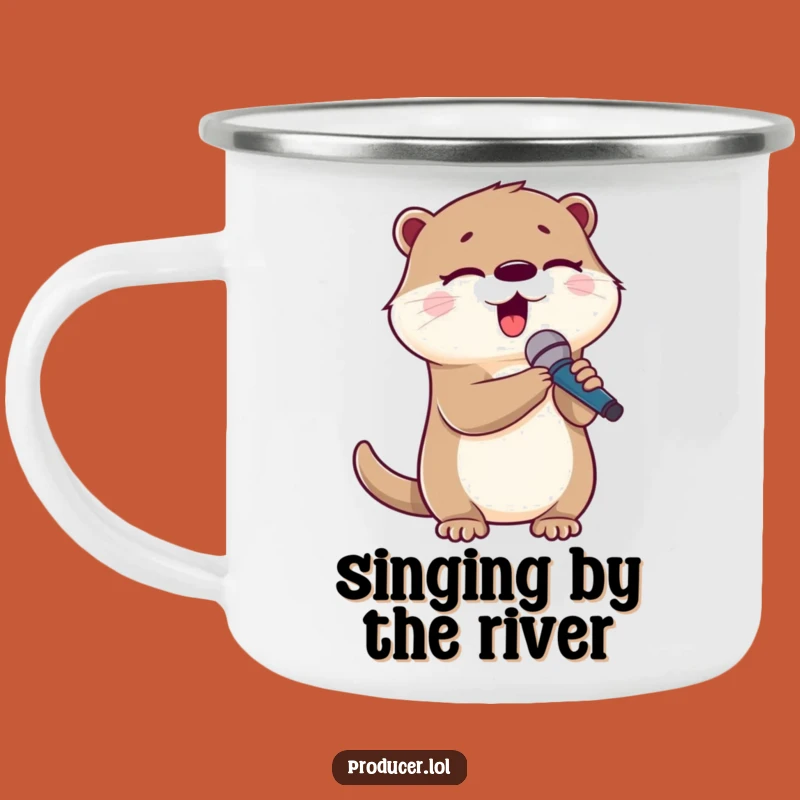 Funny Otter Singing Camping Mug - Outdoor Microphone Cup for Camp