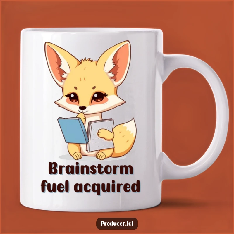 Funny Fennec Fox Writer Mug - Pondering Scriptwriter's Creative Spark Gift