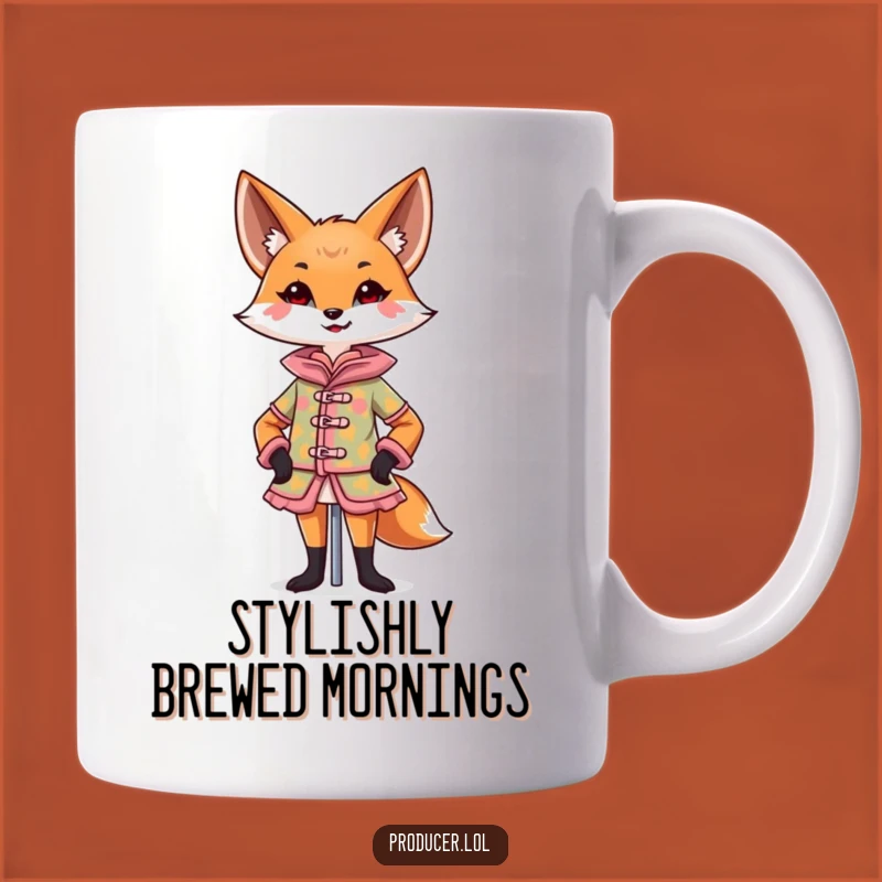 Funny Fox Fashion Mug: Confident Designer Creating a Hilarious Costume, Perfect Gift