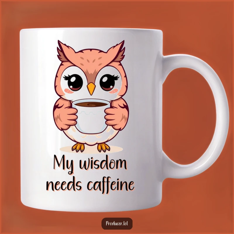 Funny Owl Coffee Mug Gift: Happy Owl Smiling Wide with Coffee Cup - Perfect Brew Buddy!