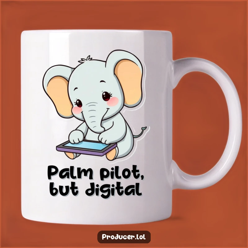Funny Elephant Tablet Mug: Adorable Happy Animal Digital Art Gift