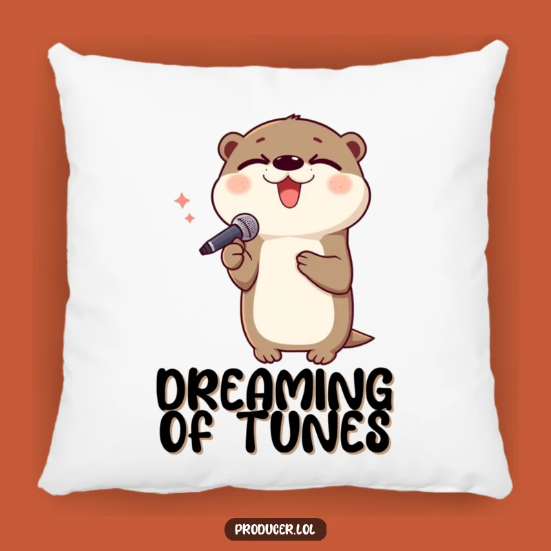 Funny Otter Pillow: Cozy Delighted Performer Decor for Music Lovers