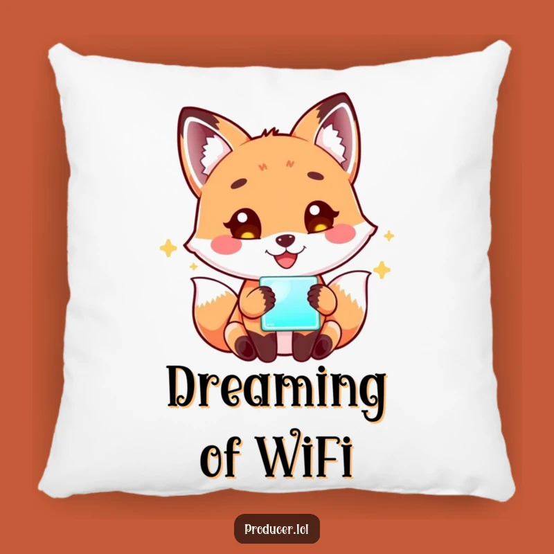 Funny Fox Tech Pillow: Cozy Playful Fox Screen Pillow - Hilarious Home Accent Gift!