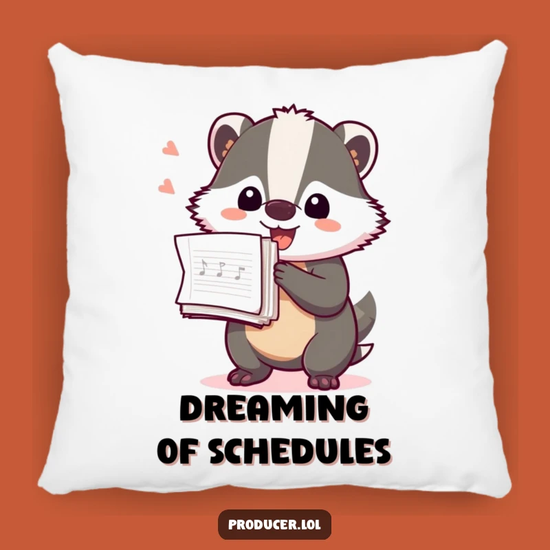 Funny Badger Producer Pillow: Cozy & Hilarious Music Notes Accent Pillow