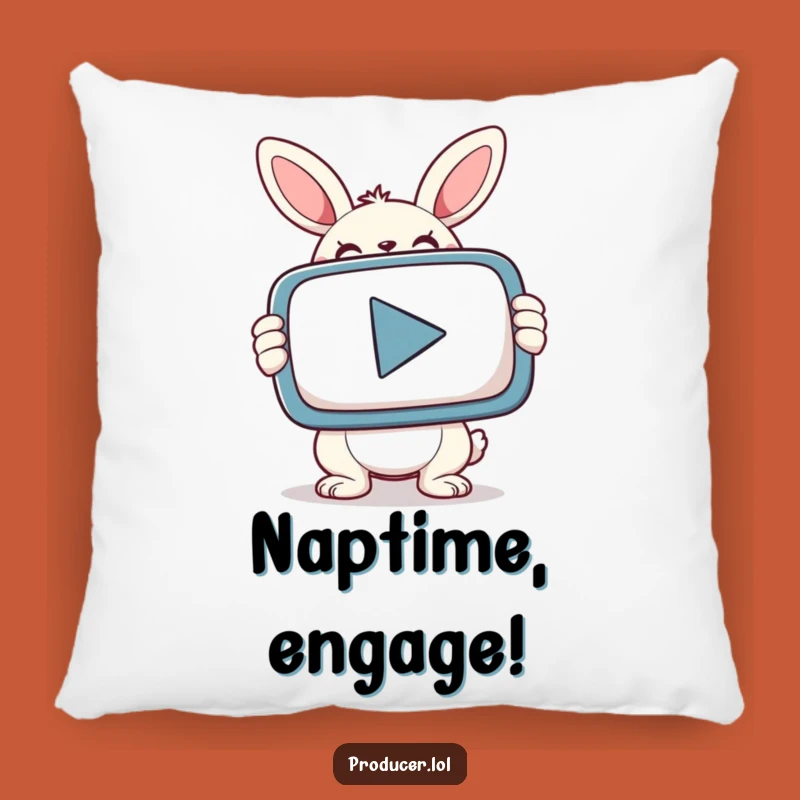 Funny Bunny Gamer Pillow: Cozy Comfort with Play Button Power