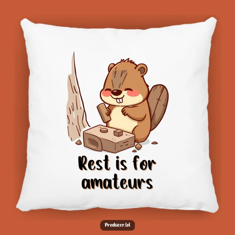 Funny Beaver Pillow: Cozy Comfort with a Hilarious Set Piece Building Scene, Gift Pillow