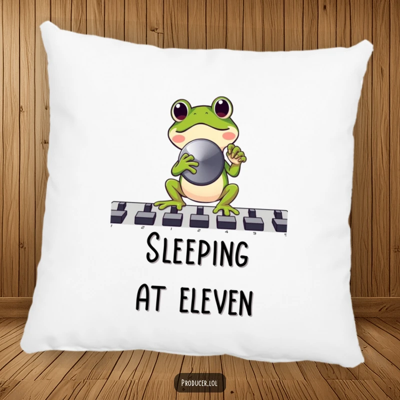Funny Frog DJ Pillow: Joyful frog DJ offers cozy comfort and music vibes, great funny gift.