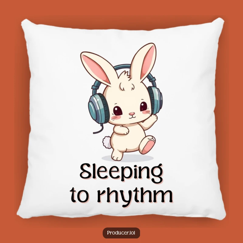 Funny Pillow: Bunny Headphones - Cozy Vibes for Music Lovers
