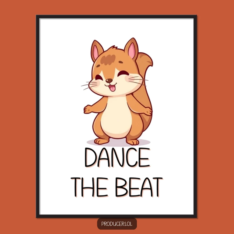 Funny Bouncing Squirrel Digital Print: Nodding to Beat, Hilarious Instant Decor Gift