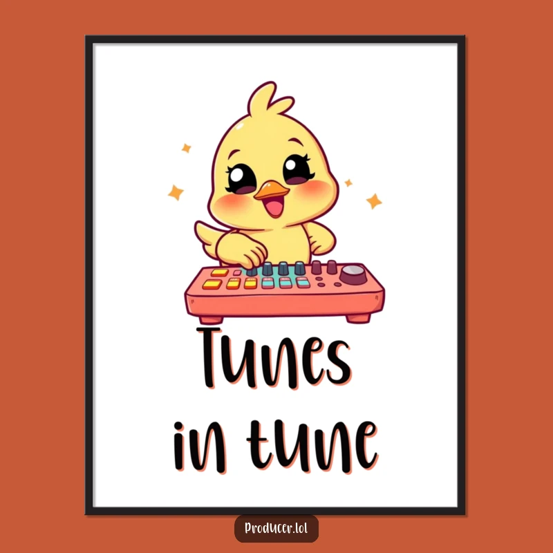 Funny Chick Producer Digital Art Print: Vibrant & Hilarious Music Studio Artwork