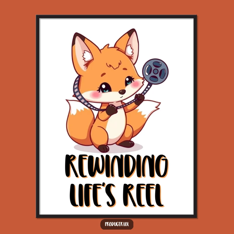 Funny Fox Film Reel Digital Art: Instant Cinema Charm for Your Walls