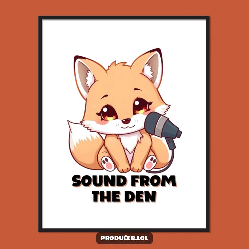Funny Fox Singer Digital Art Print: Hilarious Microphone Artwork Download