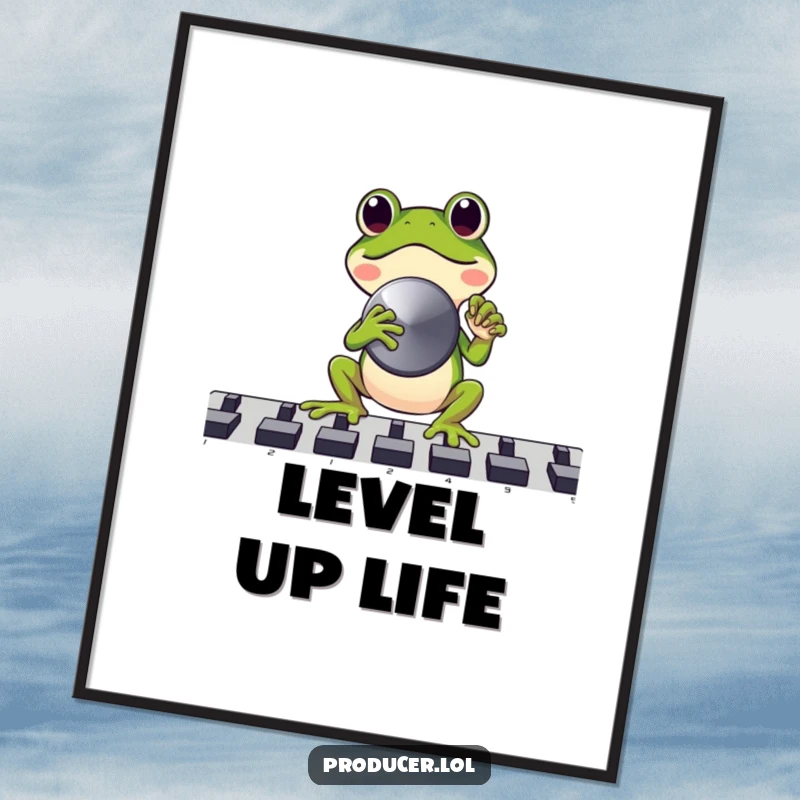 Funny Frog DJ Digital Art Print: Joyful frog DJ's energy for instant decor, perfect funny gift.