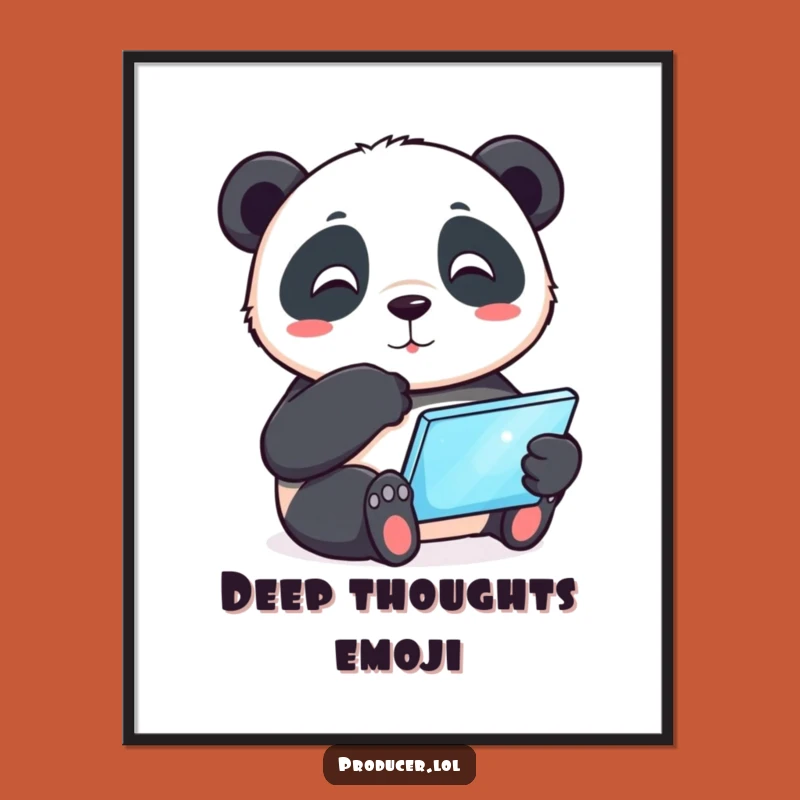 Funny Panda Digital Art: Thoughtful Techie, a Hilarious Printable Gift