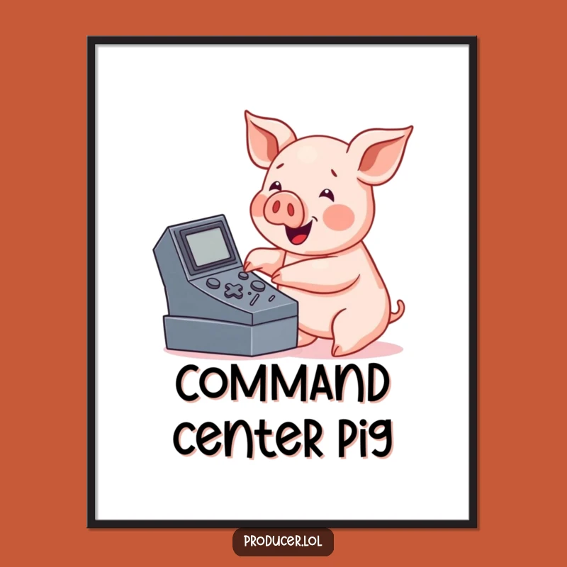Funny Pig Console Digital Art - Button Pusher Wall Decor