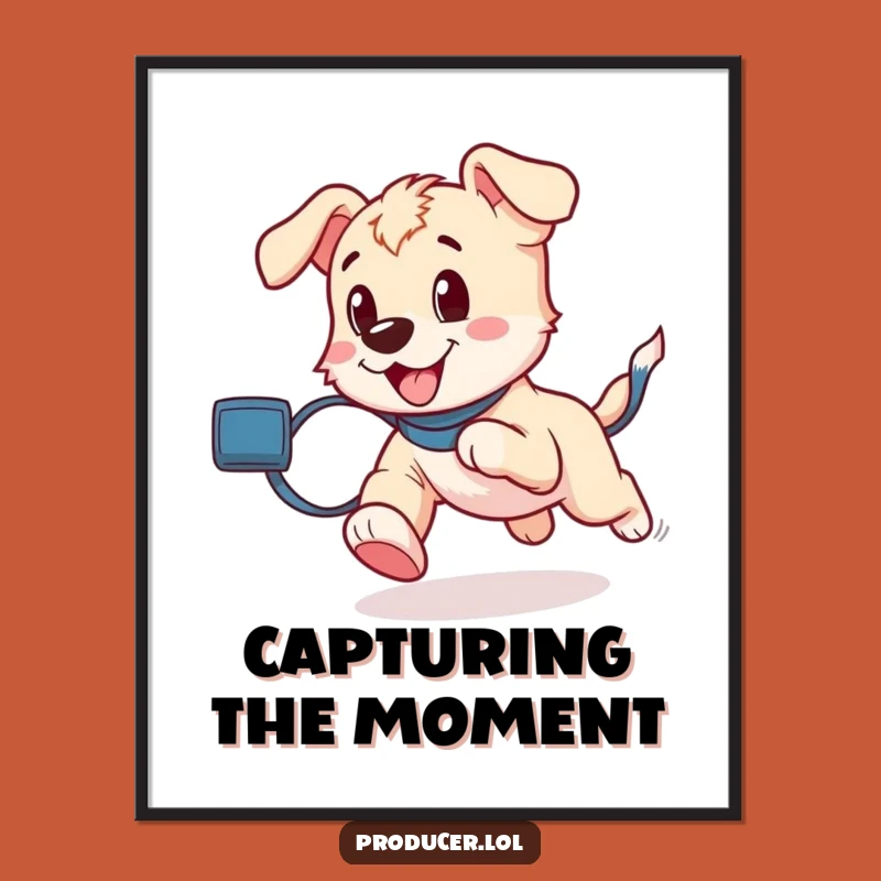 Funny Puppy Film Digital Art: Capture Joyful Moments Print