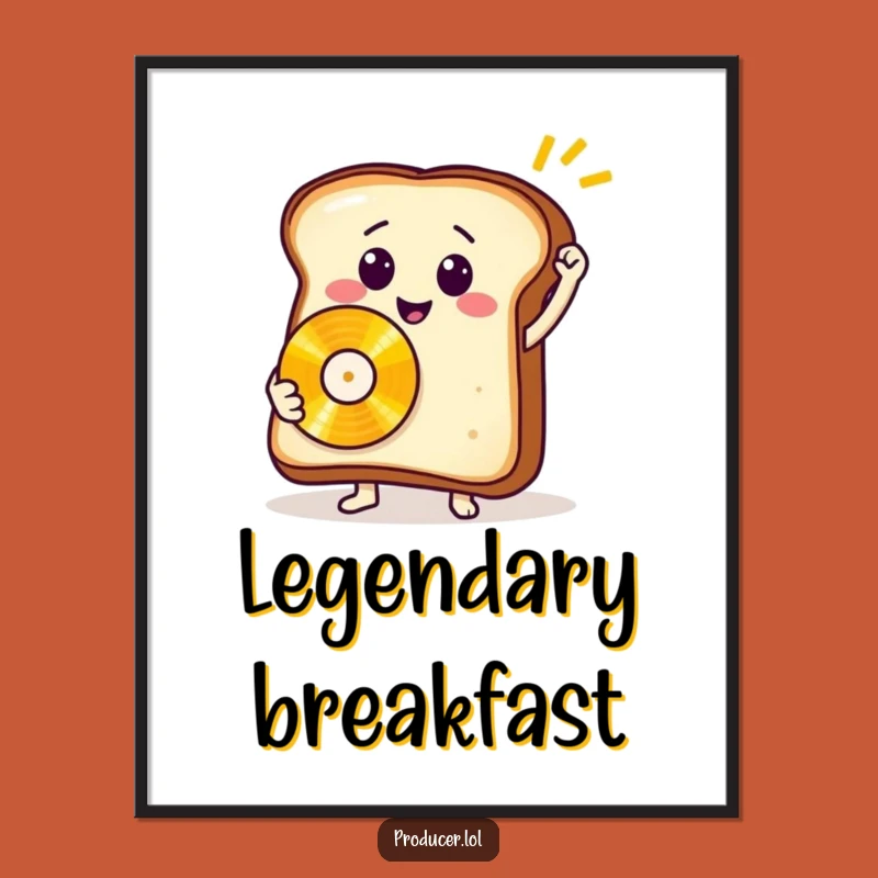 Funny Toast Record Digital Art: Smiling Star's Golden Achievement Print