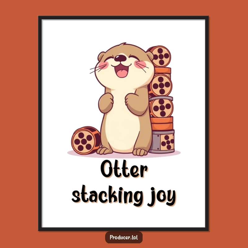 Funny Otter Film Digital Print: Reels Stacker Character - Instant Funny Gift!