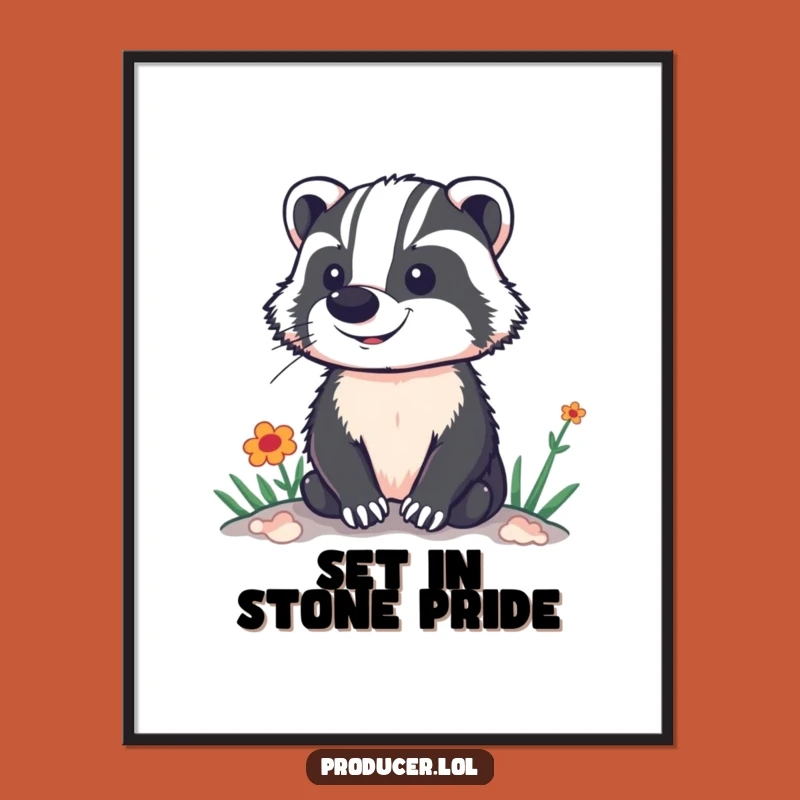 Funny Proud Badger Digital Print: Vibrant Set View, Hilarious Instant Decor Gift