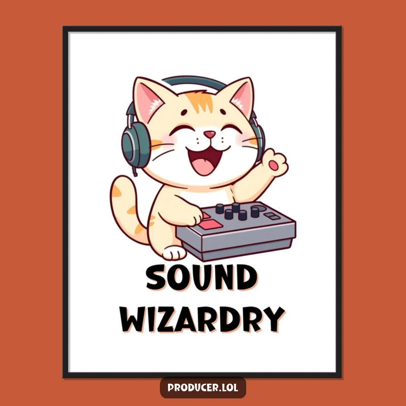 Funny Cat DJ Digital Art - Enthusiastic Mixer Wall Decor for Music Lovers