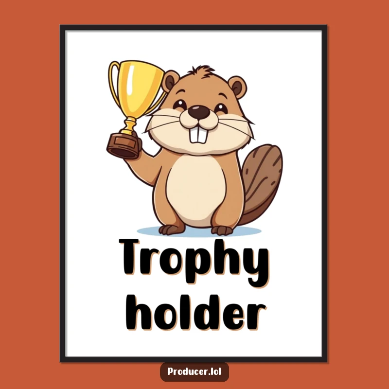 Funny Beaver Victory Art: Hilarious Digital Print for a Champion's Space