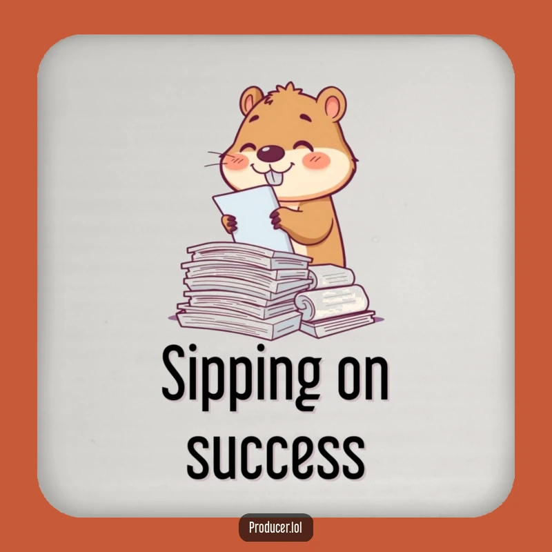 Funny Beaver Script Sorter Drink Coaster: Protect Surfaces with Diligence, Great Gift