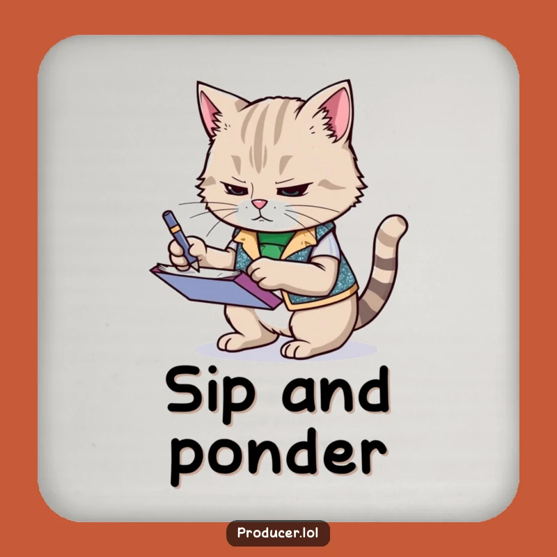 Funny Cat Coaster: Determined Desk Protector, a Hilarious Gift for Tables