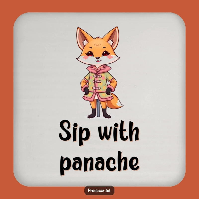 Funny Fox Coaster Set: Chic Style with Hilarious Costume Art, Gift Set