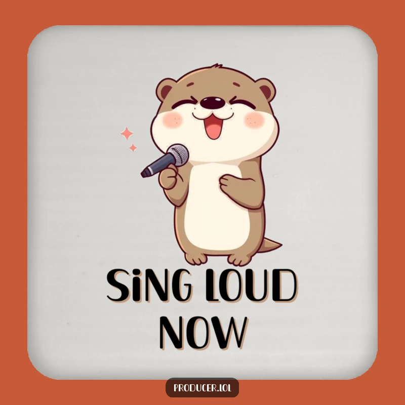Funny Otter Coaster: Delighted Singer Decor for Music Lovers