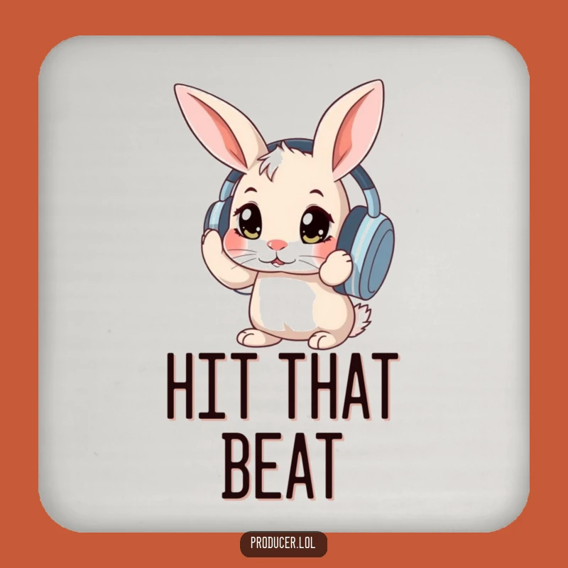 Funny Rabbit Headphones Coaster Set: Protect Surfaces with Bunny Humor