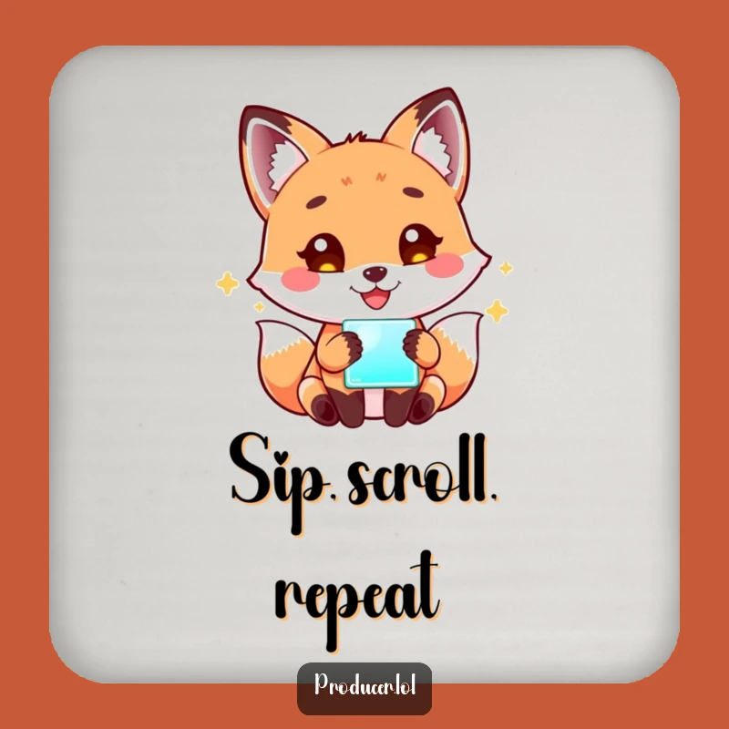 Funny Fox Tech Coaster: Playful Fox Screen Coaster - Protect Surfaces with Hilarious Art!