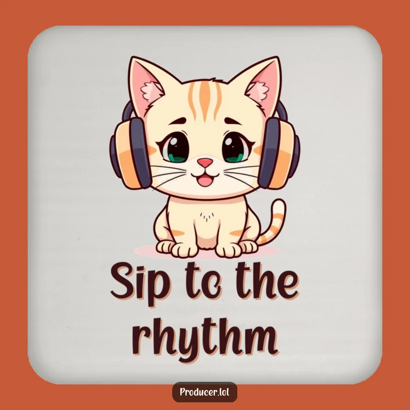 Funny Cat Music Coaster, Protect Surfaces with Style, Cute Gift