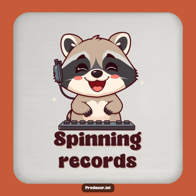 Funny Raccoon Sound Mixer Coaster: Audio Drink Protector Gift
