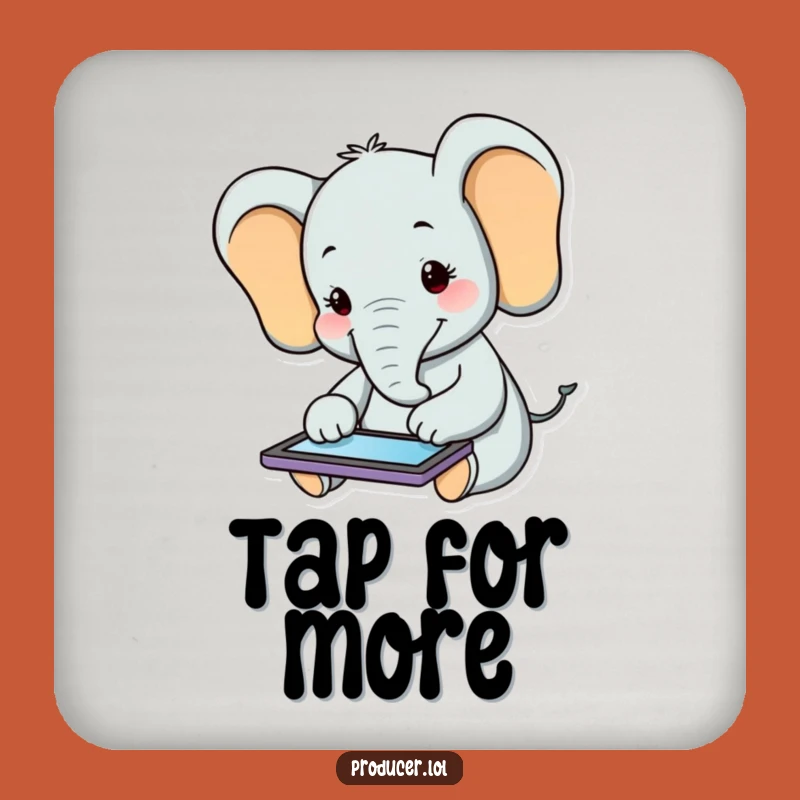 Funny Elephant Tablet Coaster: Happy Animal Drink Protector Gift