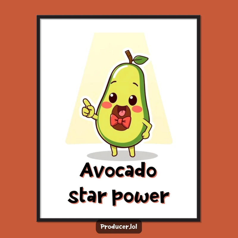 Funny Avocado Spotlight Poster: Dapper Gentleman's Star Art