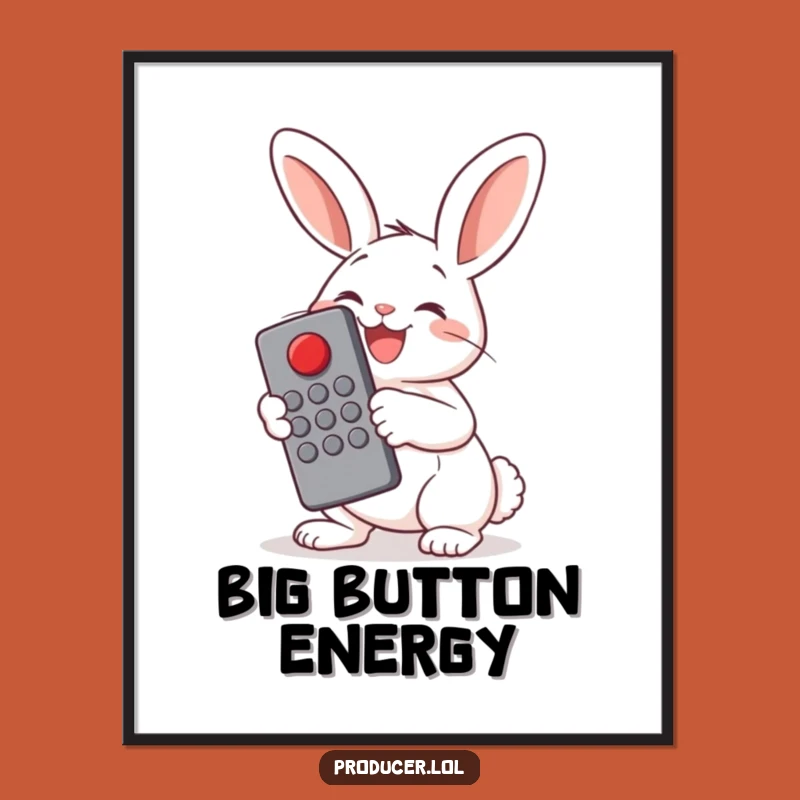 Funny Bunny Button Pusher Poster: Add a Pop of Joy to Your Walls