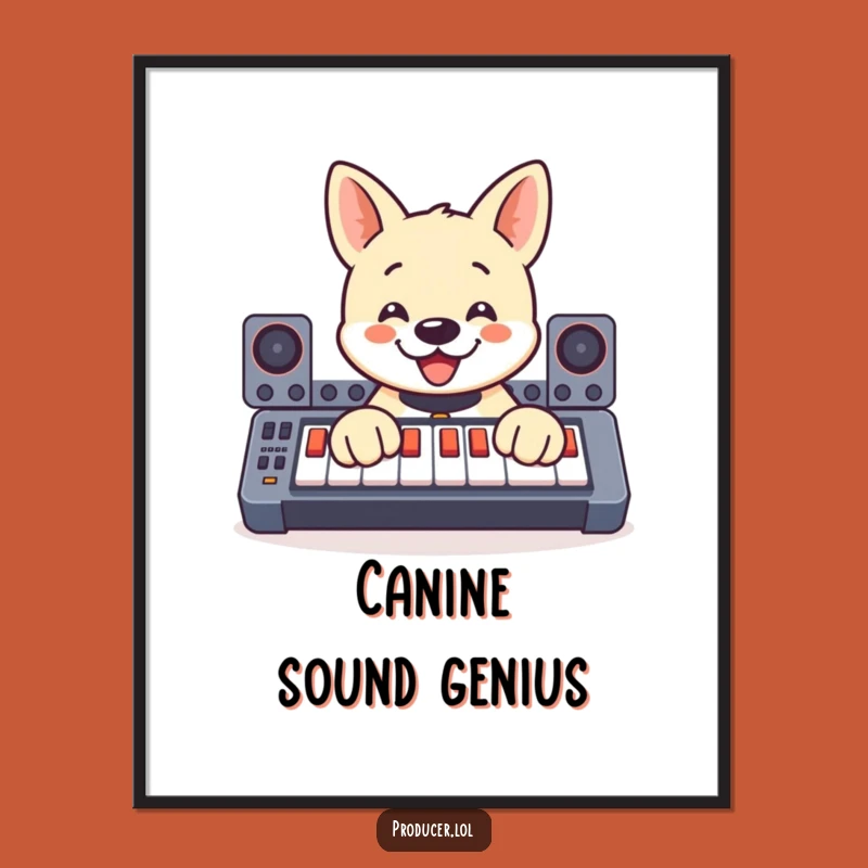 Funny Dog DJ Poster: Soundboard Paws Art - Quirky Funny Gift!