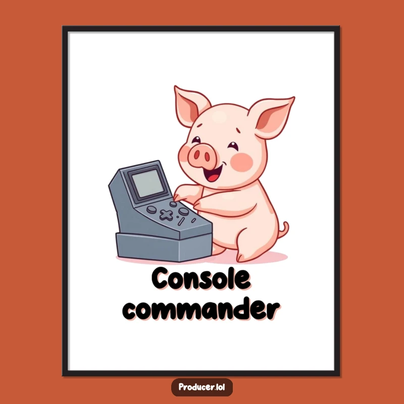 Funny Pig Console Poster - Button Pusher Art for Tech Lovers
