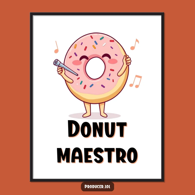 Funny Donut Conductor Poster: Joyful Maestro's Sweet Symphony Art